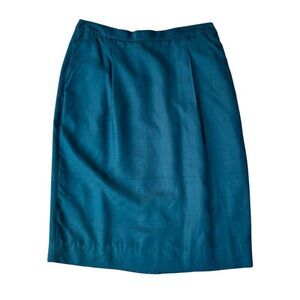 Brooks Brothers vintage 100% silk teal pencil skirt size 16 fits size M